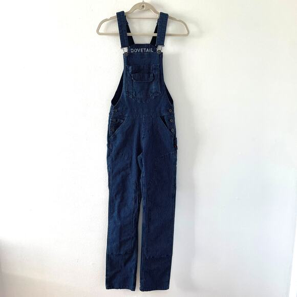 Dovetail Freshley Overalls Womens 000 32 Workwear Pinstripe Utility Heavy Duty - Picture 1 of 16